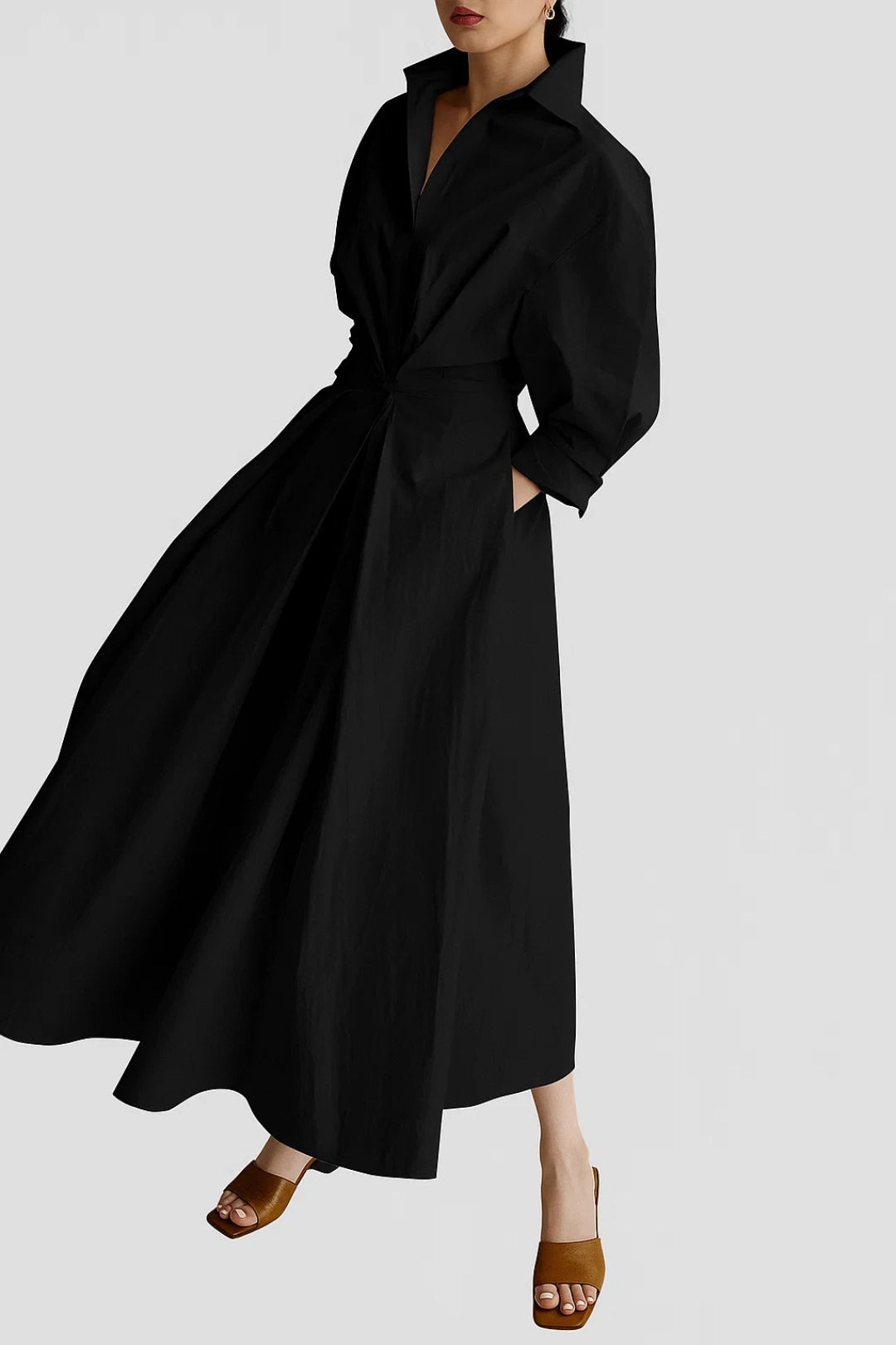 Abito chemisier ampio con maniche a tre quarti | Stile essenziale e raffinato