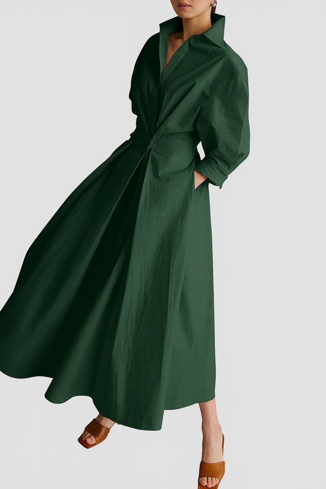 Abito chemisier ampio con maniche a tre quarti | Stile essenziale e raffinato