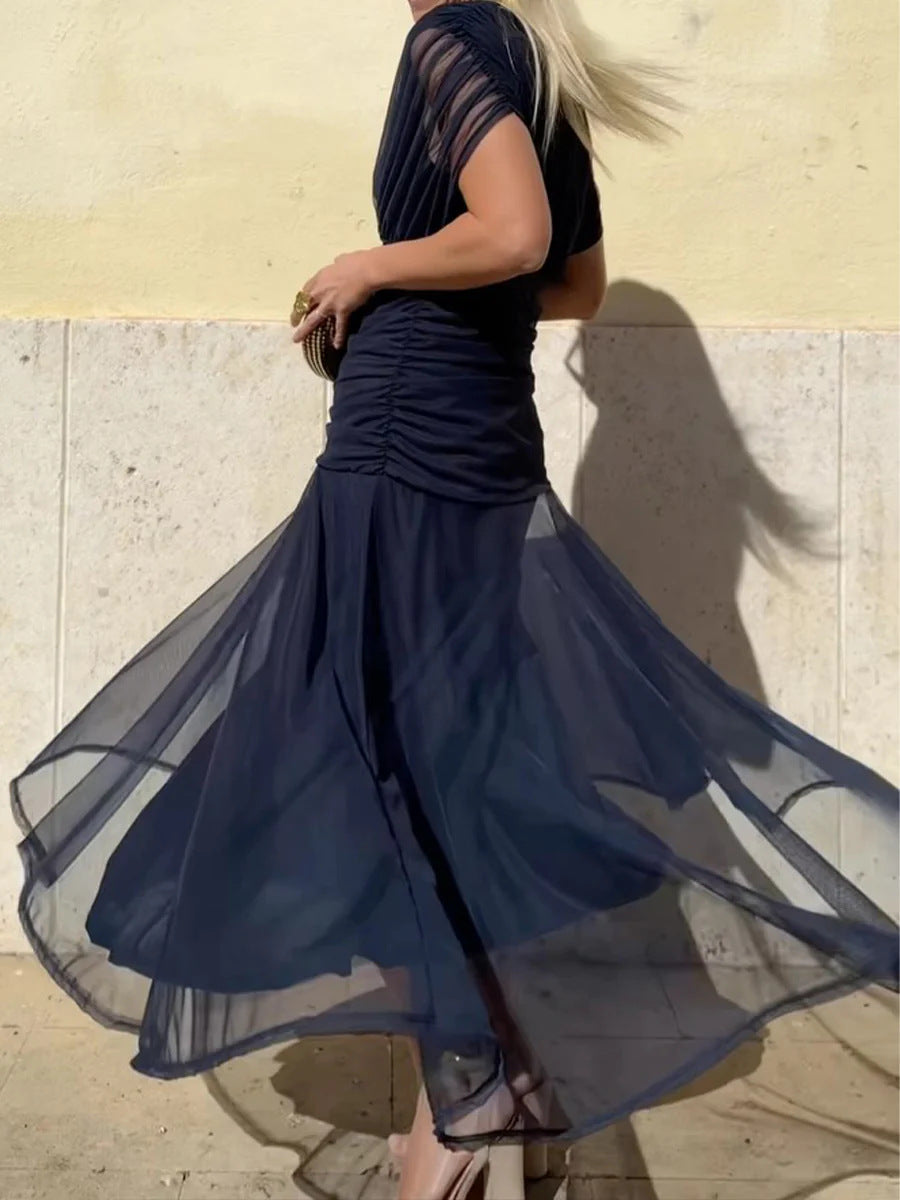 Abito lungo con scollo a V floreale