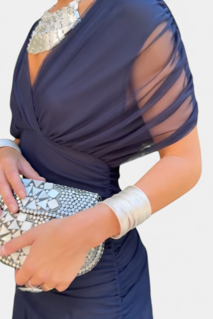 Abito lungo con scollo a V floreale