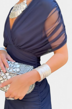 Abito lungo con scollo a V floreale