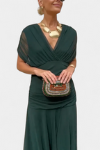 Abito lungo con scollo a V floreale