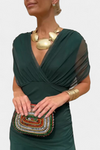 Abito lungo con scollo a V floreale